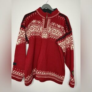 Dale of Norway Red and White Zip-Up Sweater